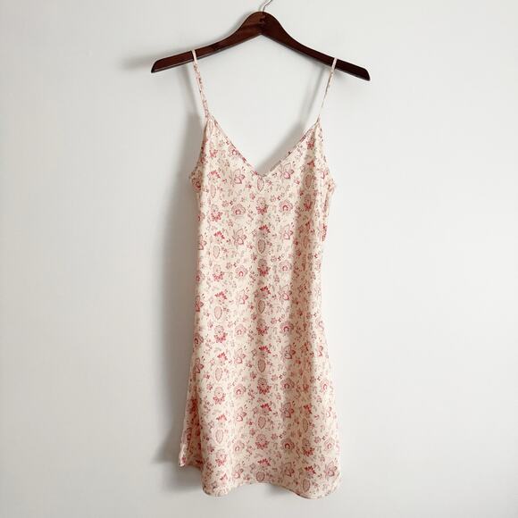 ARITZIA Wilfred Only Satin Slip Mini Dress Ivory Red Small S - Picture 5 of 12